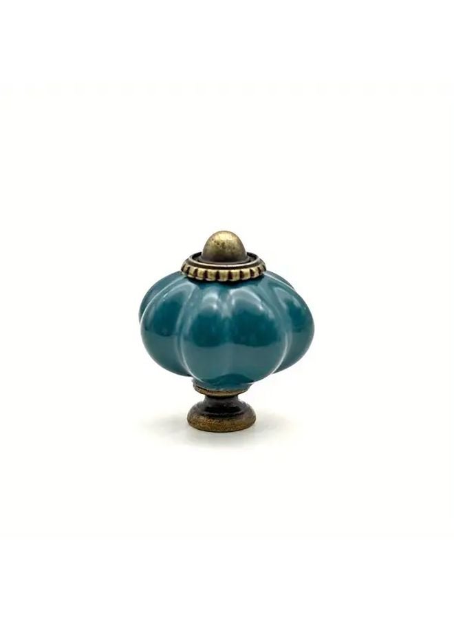 Vintage Peacock Blue Glass Drawer Knobs 8pcs Cup Style Single Hole Pulls Cabinet Hardware - Image 2